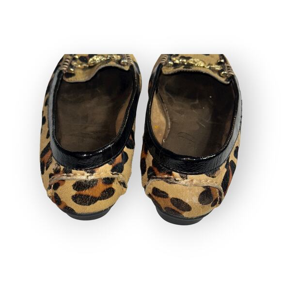 Aerosoles Women's Leopard Print Ballet Loafers Sz 7 Tan Black Calf Hair Slip-On - Picture 6 of 7